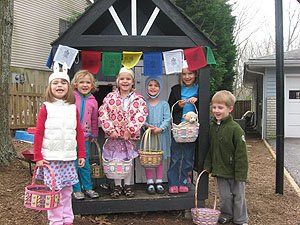 kids near playhouse